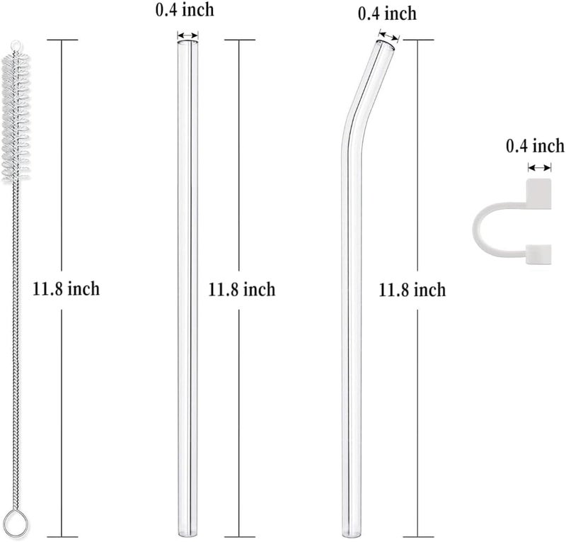 Cusfele Replacement Glass Straw Compatible with Stanley 40 oz 30 oz Cup Tumbler, Reusable Straw with Covers and Cleaning Brush, 12 PCS - Image 3